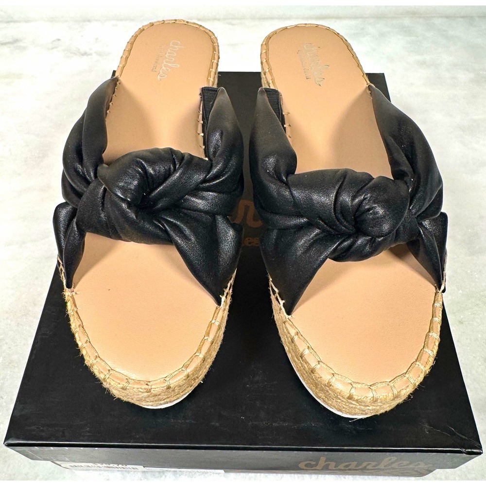 Charles by Charles David Black Knotted Slide Sandals Synthetic 7.5M